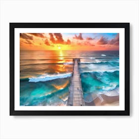 Aerial Pier Sunset1 Art Print