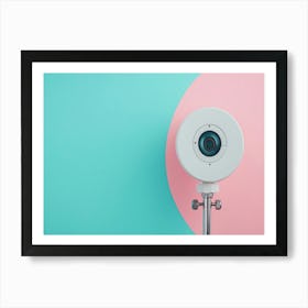 Camera Baby Blue and Light Pink Art Print