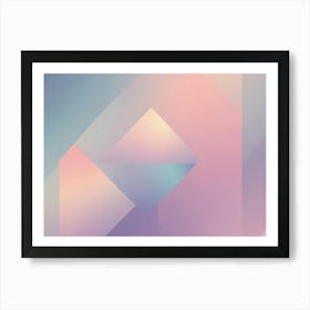 Abstract Geometric Pattern With Overlapping, Geometric Shapes In Shades Of Blue, White, And Pink Art Print