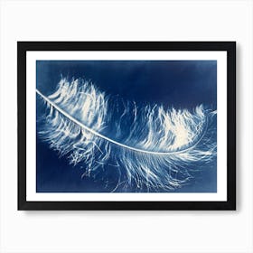 Blue Cyanotype Ostrich Feather 1 Art Print