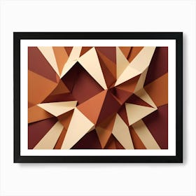 A Geometric Abstract Image Featuring A Three Dimensional Star Shape Made Of Brown And Beige Paper, Creating A Modern And Textured Design Art Print