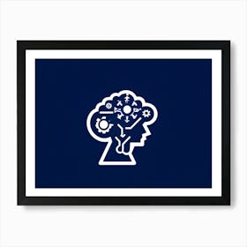 An Abstract Vector Icon Of A Silhouette Head Filled With An Intricate Brain Resembling A Gear Mecha (5) Art Print