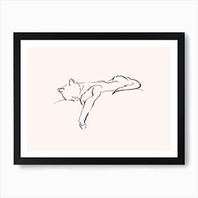 Cat Ink Drawing Art Print