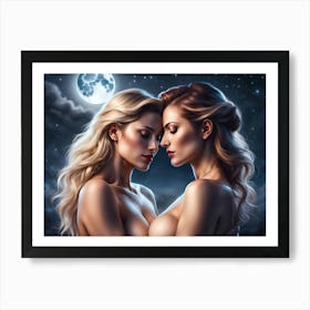 Aphrodite And Athena Share Thoughts Of Love Art Print