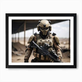 Futuristic robotic Soldier In Uniform 3 Art Print