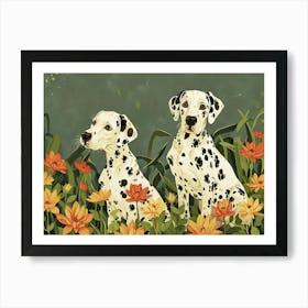 Floral Animal Illustration Dalmatian 2 Art Print