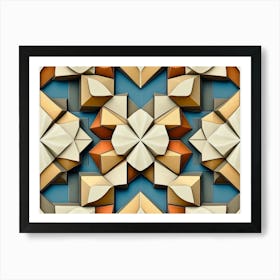 Seamless Relief Sculpture Designation Retro Pattern Polygon Geometry Cross Kaleidoscope 1 Art Print