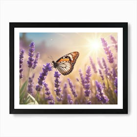 Butterfly On Lavender Flower Art Print