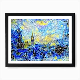 Starry Night Over The Thames London Parody Van Gogh Art Print