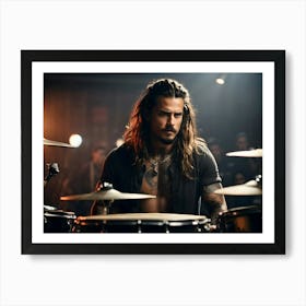 Rock music drummer performing on stage 2 Art Print