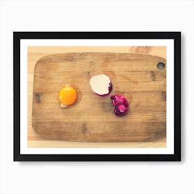 Three Eggs On A Cutting Board Art Print