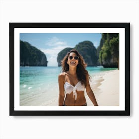 Happy Woman On The Beach 2 Art Print