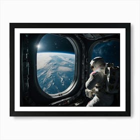 Astronaut Looking Out Of Spacecraft Window Art Print