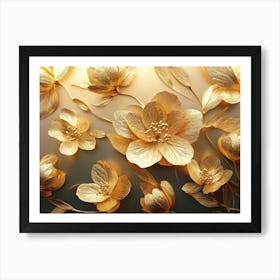 Gold Flowers 35 Art Print