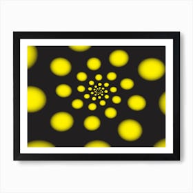 Yellow Spiral Dots Art Print
