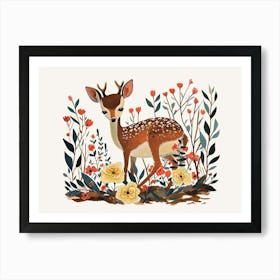 Little Floral Deer 3 Art Print