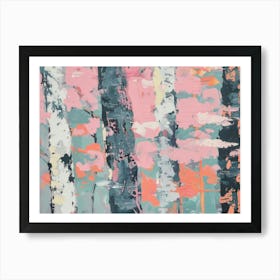 Pink Birch Trees Art Print