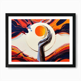 Hand Holding The Sun Art Print