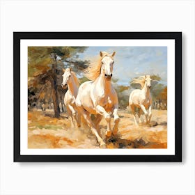 Horses Painting In Andalusia, Spain, Landscape 4 Art Print