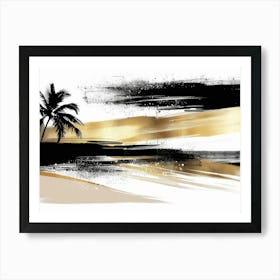 Gold And Black Palm Trees Art Print