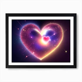 A Colorful Glowing Heart On A Dark Background Horizontal Composition 4 Art Print