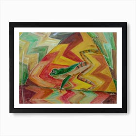 Living Room Wall Art, Green Frog Expressions  Art Print