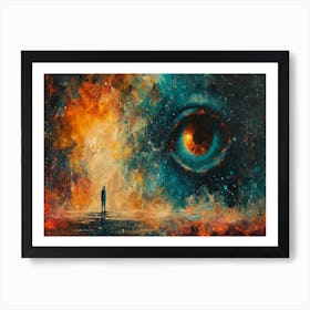 Digital Fusion: Human and Virtual Realms - A Neo-Surrealist Collection. Eye Of The Universe Art Print