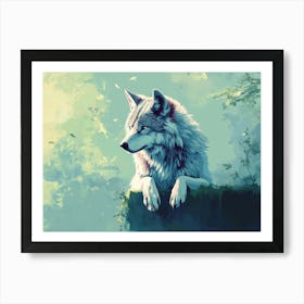 Fantasy Illustration of a Wild Animal Wolf 2 Art Print