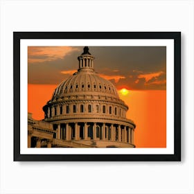 Sunset Over The Capitol Building Art Print