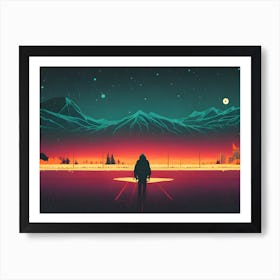 Man Looking At The Night Sky Art Print