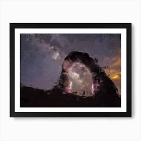 Stone Arch At Night Oil Painting Landscape Art Print