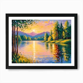 Sunset By The Lake A Symphony of Sunsets: Nature’s Artistry Art Print