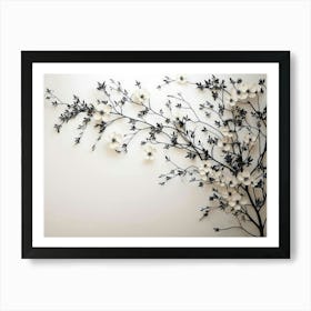 Black And White Dogwood Tree Art Print