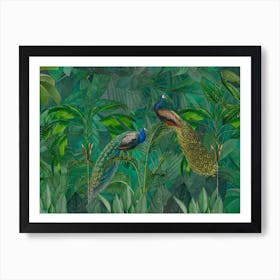 Peacocks In The Jungle Art Print