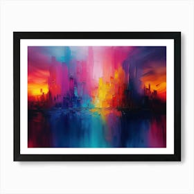 Abstract Rainbow Colour Palette Knife Oil Painting 7 Art Print