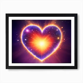 A Colorful Glowing Heart On A Dark Background Horizontal Composition 75 Art Print