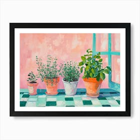 Potted Herbs Checkerboard 1 Art Print