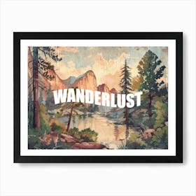 White Wanderlust Poster Vintage Woods Illustration 1 Art Print
