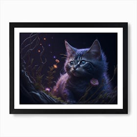 Cute Galaxy Baby Cat (8) Art Print