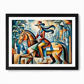 Lady On Horseback 2 Art Print