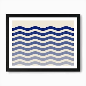 Blue Wavy Waves Art Print