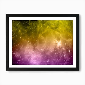 Yellow, Violet Galaxy Space Background Art Print