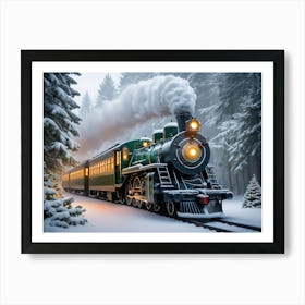 Christmas Train Vintage Art Print