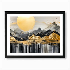 Black And Gold Mountains Art Print