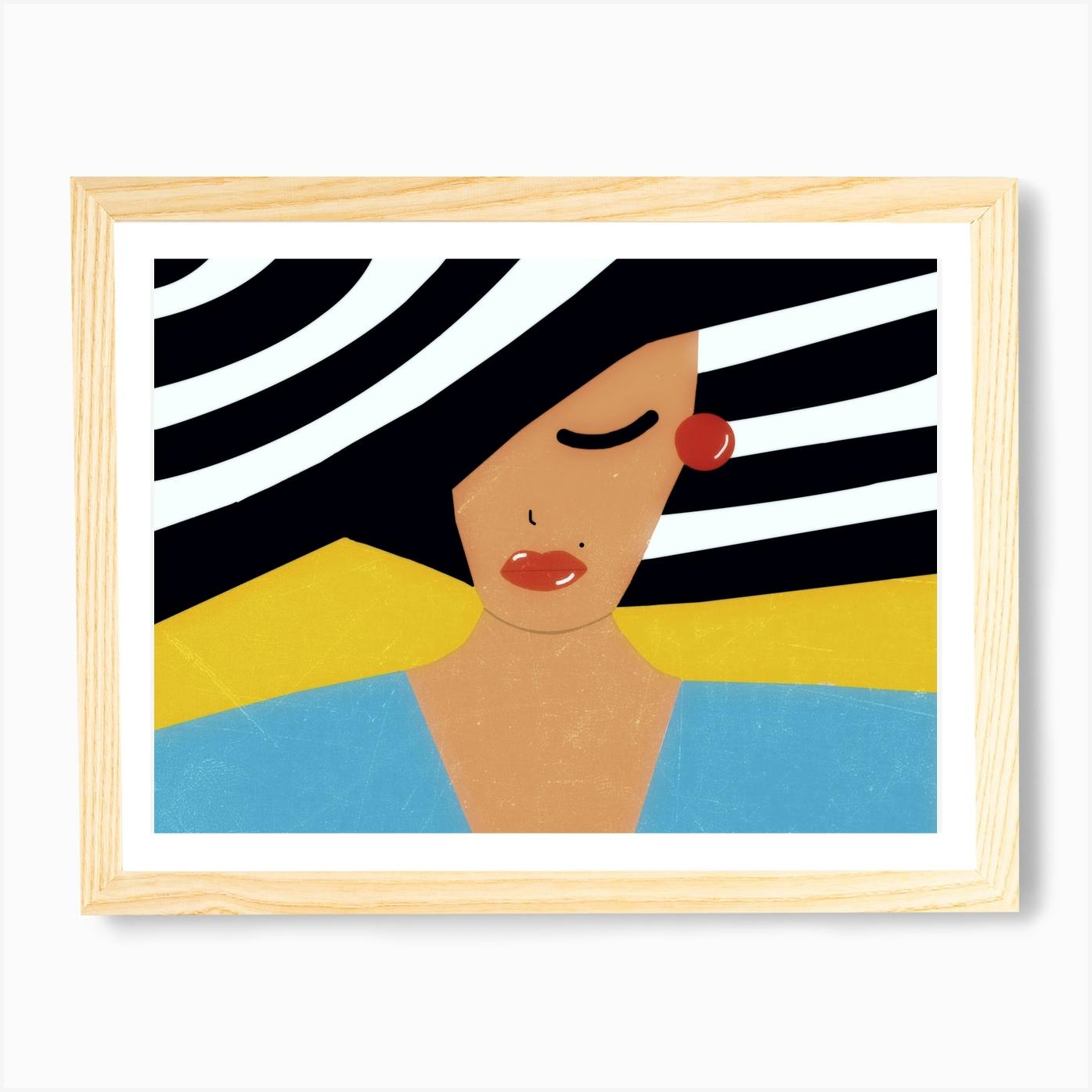 Vintage Print Paper Poster Canvas Framed Art by Vogue black white lady hat
