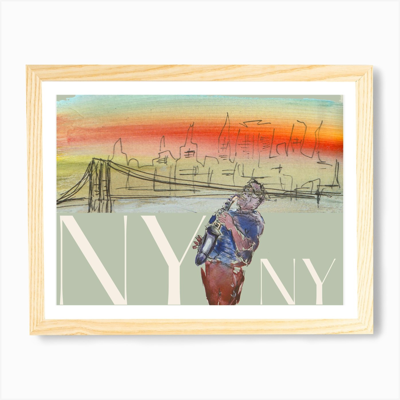 New York New York Jazz Music EEUU A Framed Wall Art Poster Canvas Print Picture - Picture 4 of 4