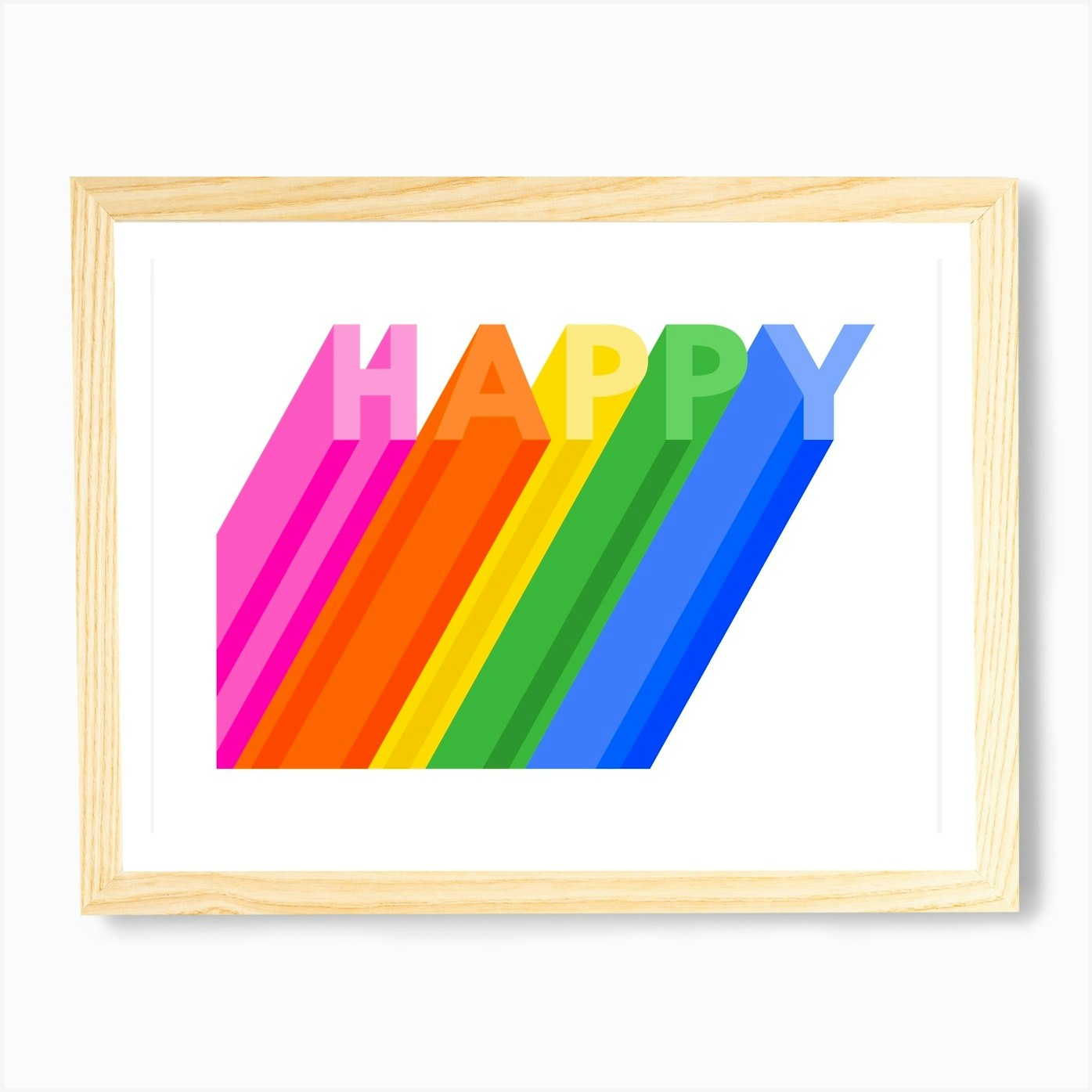 Happy Rainbow Baby Kids Room Art Pr Framed Wall Art Poster Canvas Print Picture