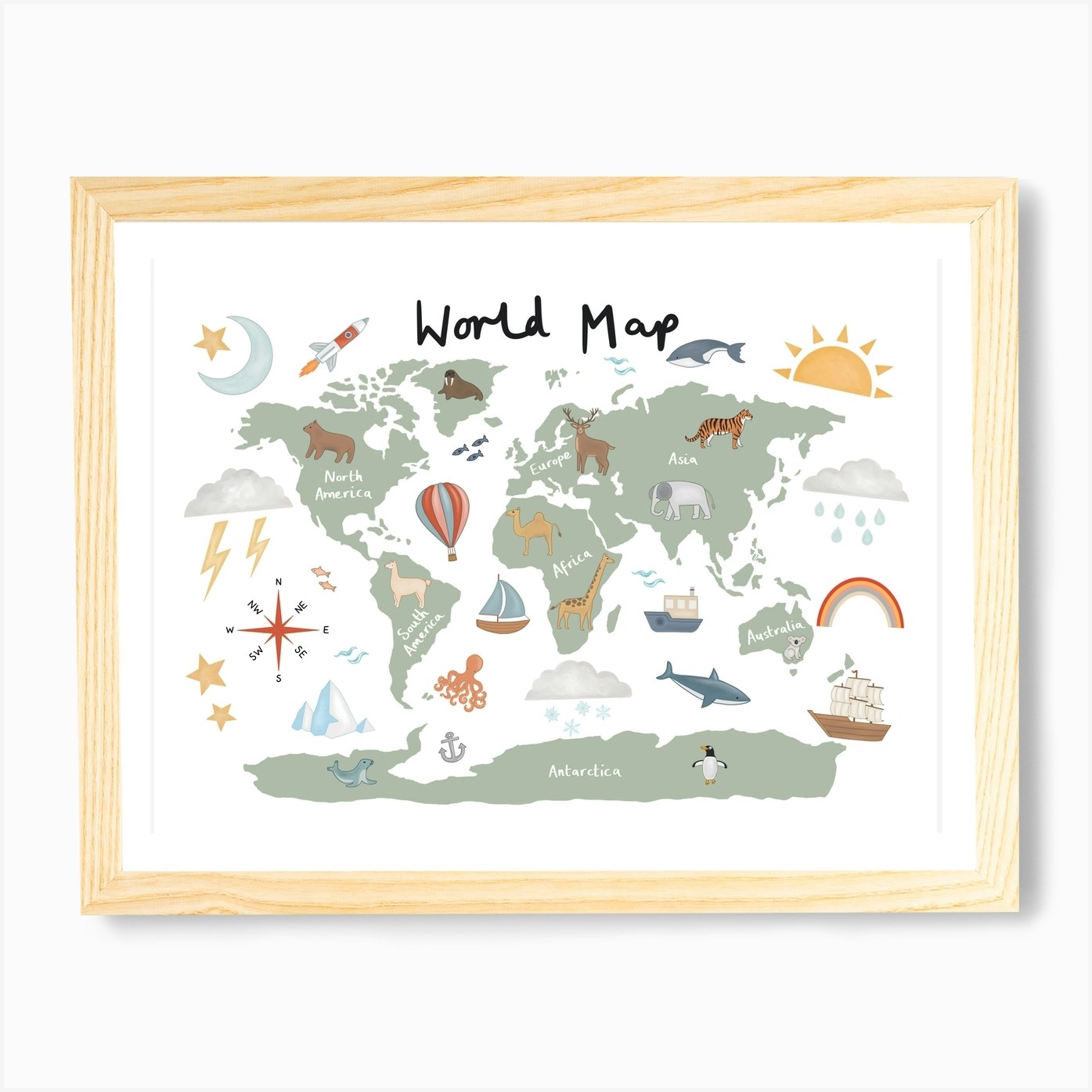 World Map In Green Art Print By Kid Of The Village Fy