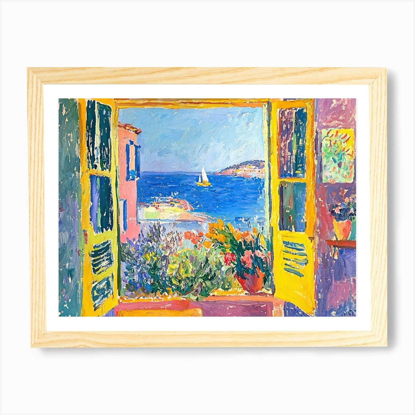 Open Window Boats Matisse Style Lan Framed Wall Art Poster Canvas Print Picture - Picture 4 of 4