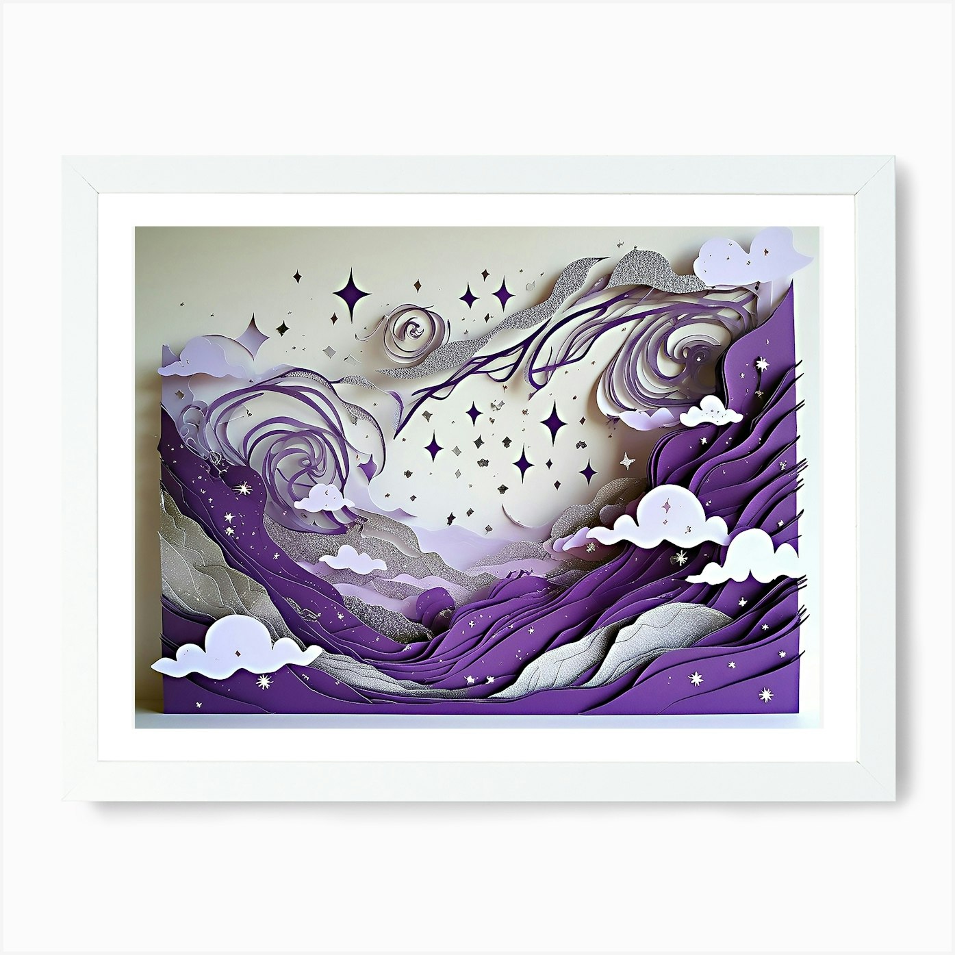Purple Paper Cut Art Art Print Framed Wall Art Poster Canvas Print Picture